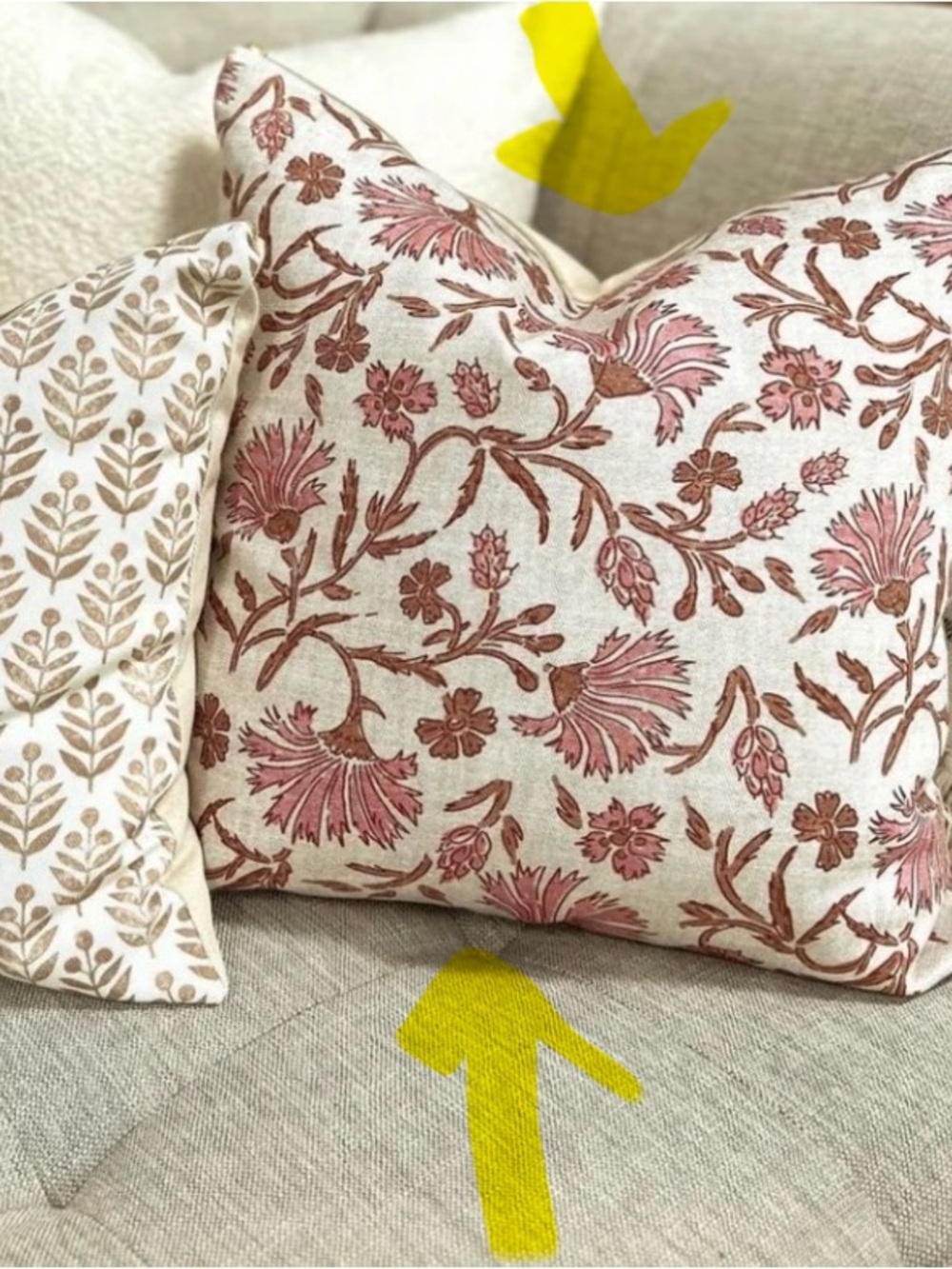 Spoonflower Holli Zollinger pillowcase kalami floral block print mauve pink